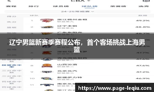 辽宁男篮新赛季赛程公布，首个客场挑战上海男篮